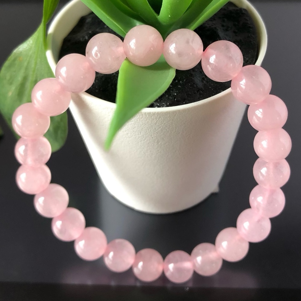 Rose Quartz 8mm Natural Stone Beads Stretchable Bracelet